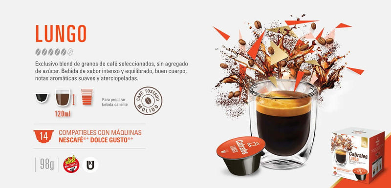 Cabrales | Cápsulas Café Lungo compatibles con Dolce Gusto®
